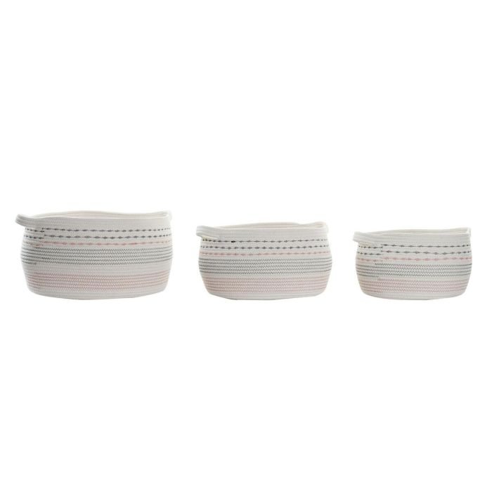 Cesta DKD Home Decor Blanco Negro 43 x 25 x 52 cm Set de 3 Cesta DKD Home Decor Blanco Negro 43 x 25 x 52 cm Set de 3