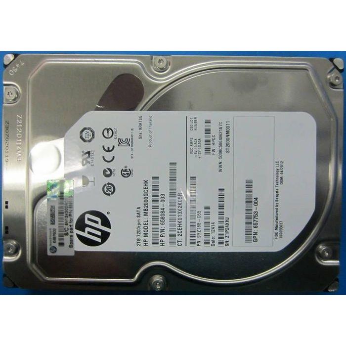 Hewlett Packard Enterprise 2TB non-hot-plug SATA hard disk drive - 7,200 RPM, 6Gb/sec transfer rate, 3.5-inch large form factor (LFF), Midline 1 Hewlett Packard Enterprise 2TB non-hot-plug SATA hard disk drive - 7,200 RPM, 6Gb/sec transfer rate, 3.5-inch large form factor (LFF), Midline 1