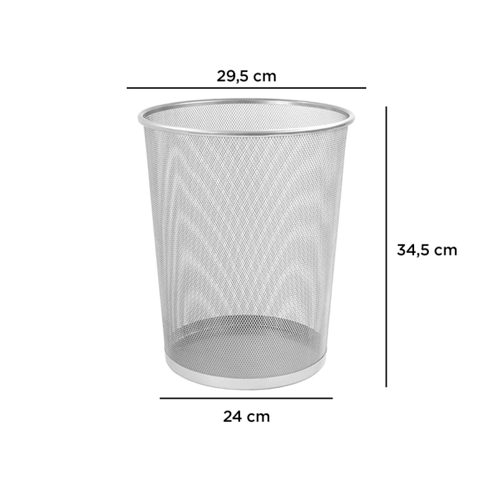 Q-connect Papelera Metálica Rejilla Gris 295x345mm 19 Litros 1