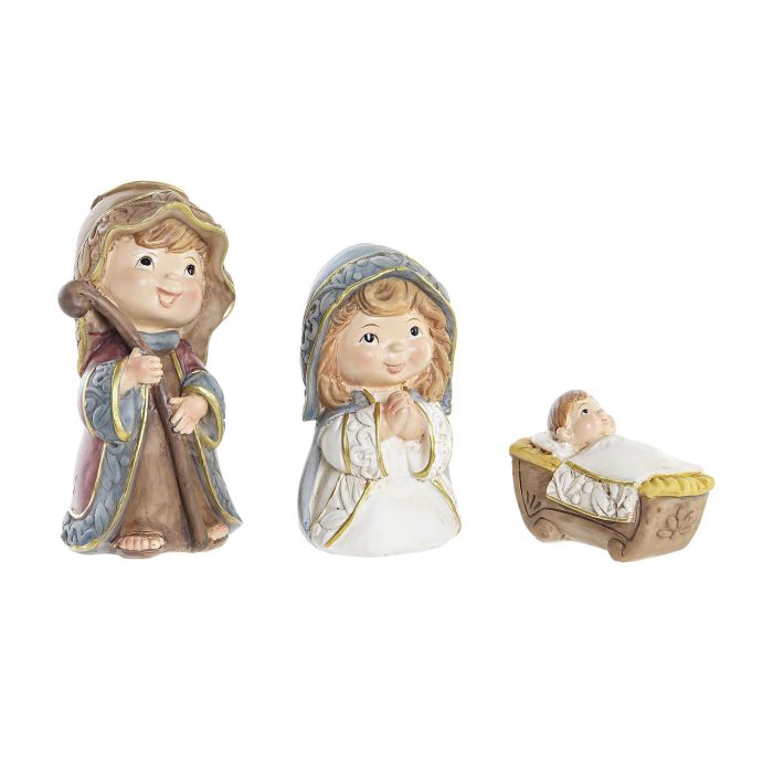 Nacimiento Navidad Tradicional DKD Home Decor Marron Azul 4.9 x 10.2 x 5.3 cm Set de 3 (4 Unidades) 2