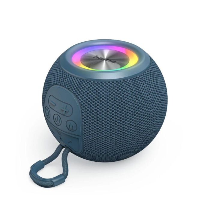 Hama Altavoz Ball Shape Mono Azul, 5W, Iluminación LED, 10h Batería, Bluetooth 5.3, USB-C