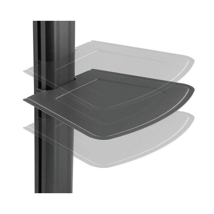 Vivolink Soporte Móvil Trolley para Pantallas 32-65" con Ruedas y Bloqueo, VESA, 35kg Máx., Estante Medios, Ajustable Altura e Inclinación, Aluminio 10