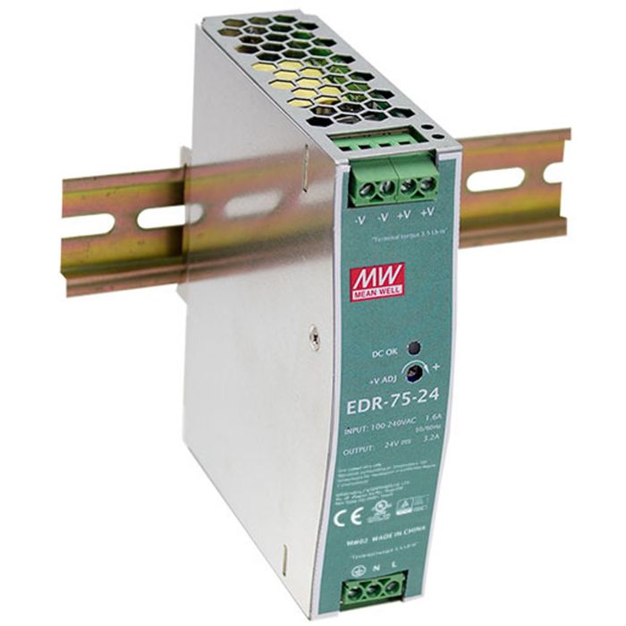 Level One POW-4821 - Fuente de alimentación industrial 48VDC 75W para carril DIN con soporte PoE
