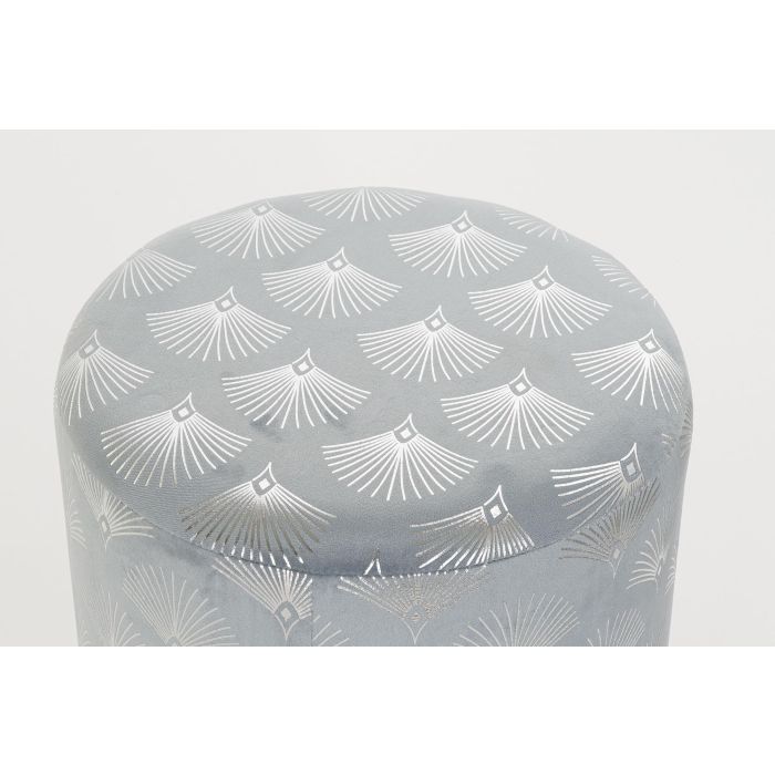 DKD Home Decor Reposapiés Glam para Salón Dormitorio en Poliéster y Metal, Azul y Dorado, 35 cm Largo x 35 cm Ancho x 43 cm Alto 1