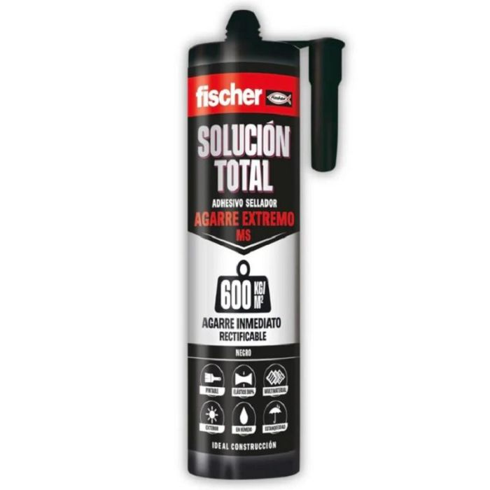 Fischer Adhesivo MS Extreme Negro 290ml | Agarre Inmediato hasta 600kg/m² | Polímero Sellador para Interior/Exterior