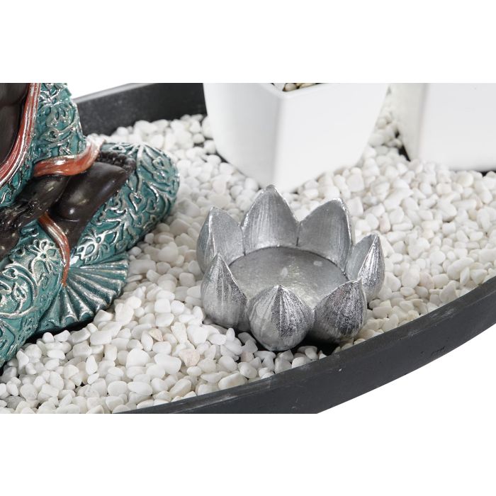 DKD Home Decor Figura Oriental Verde Blanco Resina Piedra Jardín Zen 16.5 x 15.5 x 32 cm (2 Unidades) 1