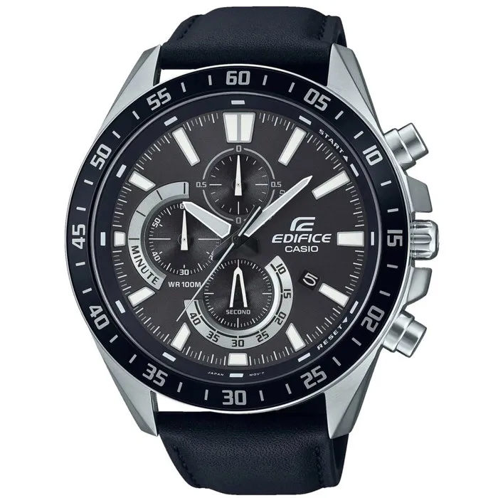Casio EDIFICE Reloj de Cuero Genuino Negro 0 Casio EDIFICE Reloj de Cuero Genuino Negro 0
