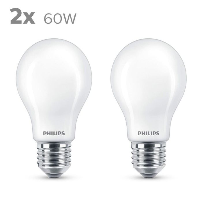 Philips Bombilla LED Equivalente 60 W E27 Blanco cálido no regulable, vidrio, juego de 2 4