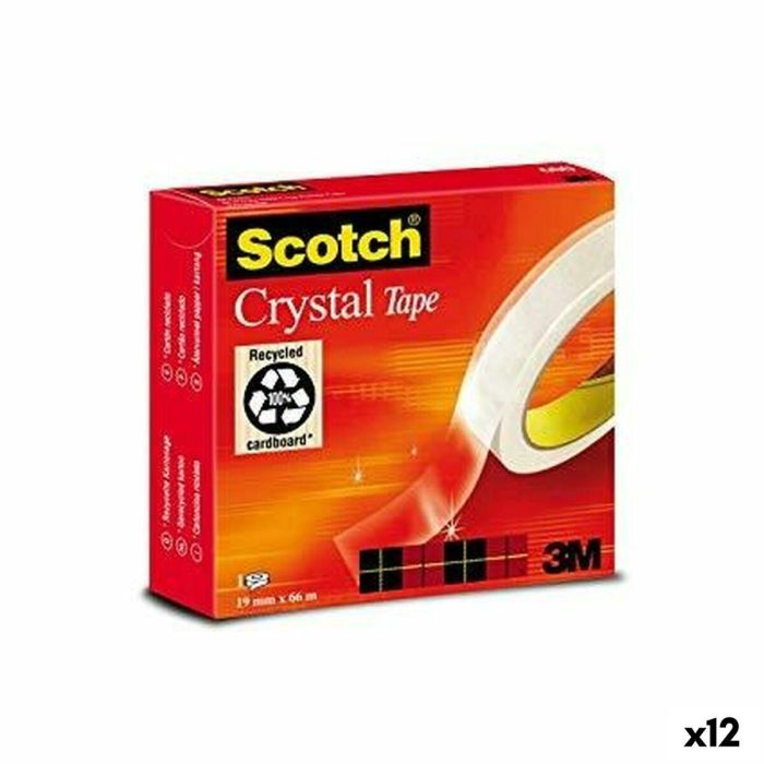 Cinta Adhesiva Scotch Crystal Transparente 19 mm x 66 m (12 Unidades) 0 Cinta Adhesiva Scotch Crystal Transparente 19 mm x 66 m (12 Unidades) 0