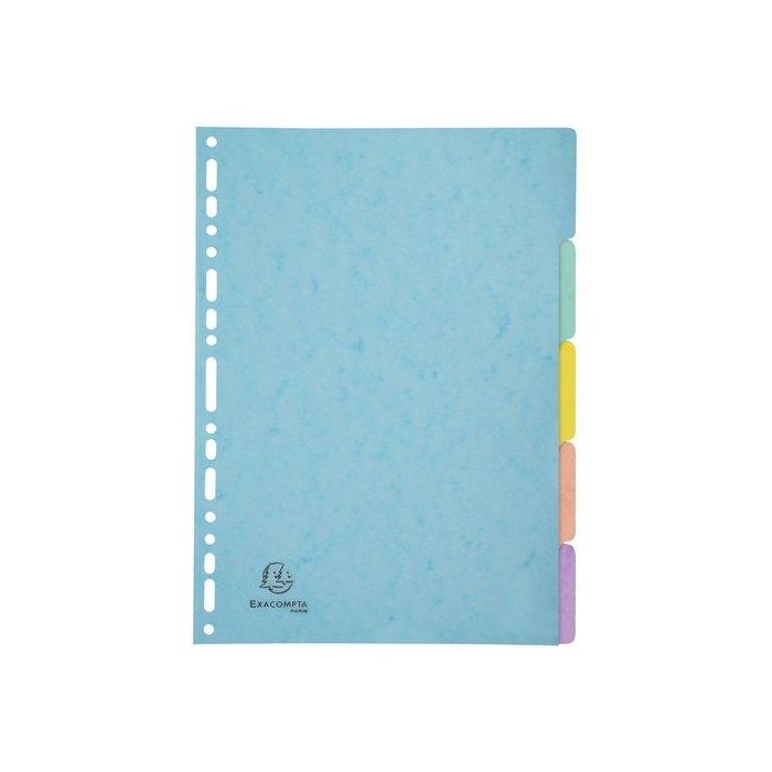 Separadores Exacompta Aquarel Cartulina Lustrada A4 400G 5 Pestañas 17 Taladros
