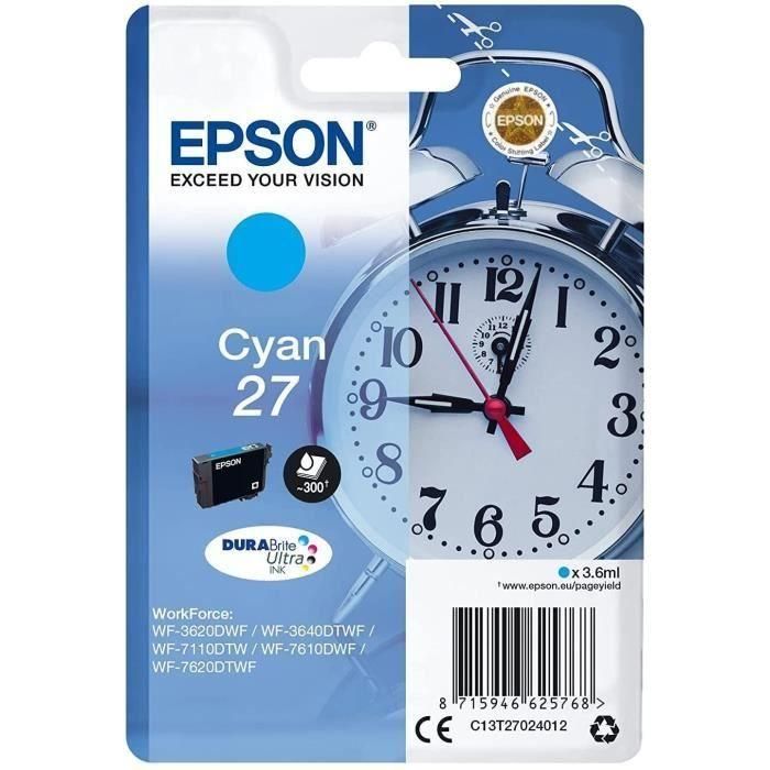 Ink-Jet Epson 27 Wf3620 - 7110 - 7610 - 7620 Cyan 300 Pag 1 Ink-Jet Epson 27 Wf3620 - 7110 - 7610 - 7620 Cyan 300 Pag 1