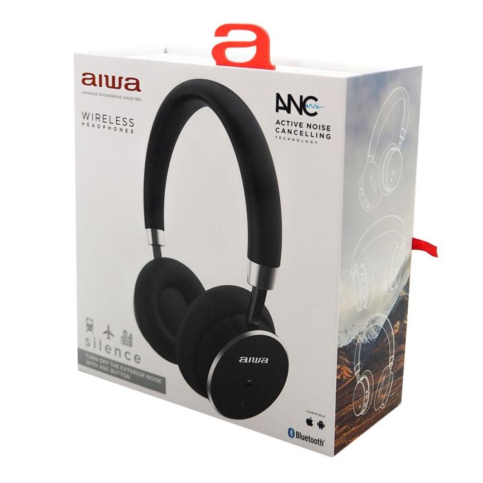 Aiwa Auriculares Inalámbricos HSTBTN-800BK Bluetooth Negro con ANC y Hyperbass 5