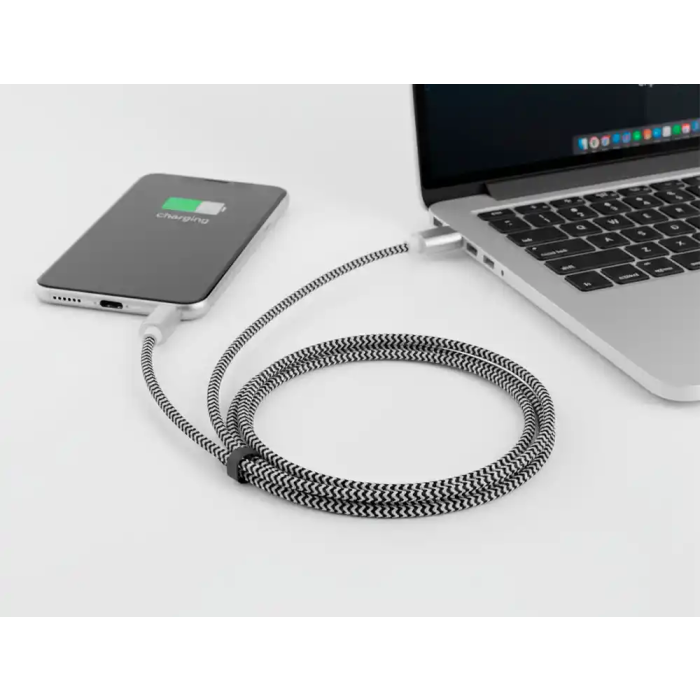 Q-connect Cable USB-C a USB-A Nailon Trenzado 1m Blanco 3