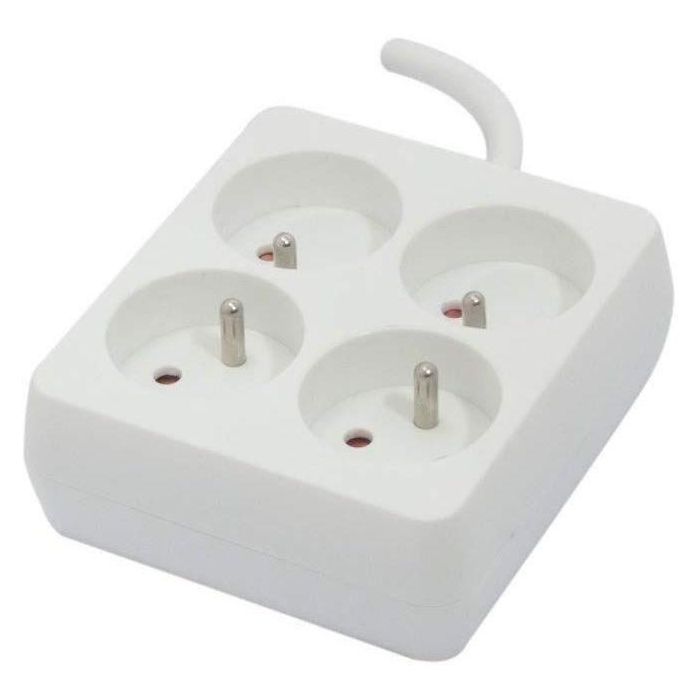 Chacon Bloque Regleta Eléctrica Cuadrada 4 Tomas 16A, Cable 1.5m 3x1.5mm², 3500W 230V - Blanco 1