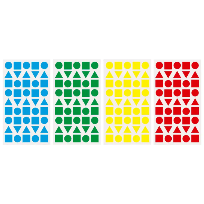 Liderpapel Gomets Figuras Geométricas Medianas Autoadhesivos, Triángulos, Círculos, Cuadrados 540 Unidades en 12 Hojas Colores Surtidos para Manualidades Escolares 3