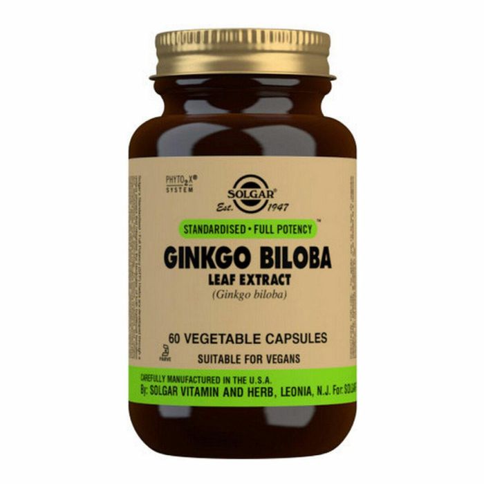 Solgar SPF Ginkgo Biloba Extracto de Hoja 60 Cápsulas Vegetales. Mejora la Concentración, Circulación y Reduce el Cansancio. Sin Gluten.