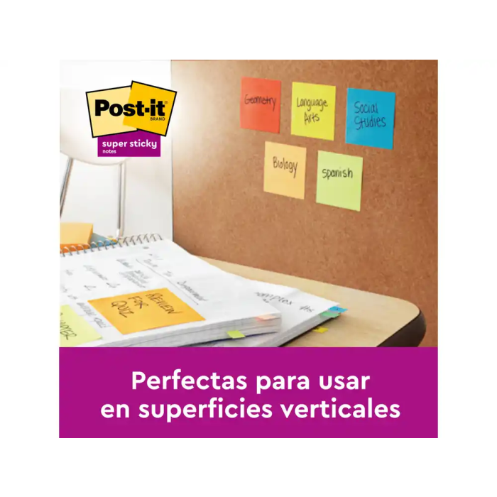 Post-it Bloc de Notas Adhesivas Super Sticky Carnival 76x127 mm Pack 6 Blocs Colores Surtidos Certificado PEFC