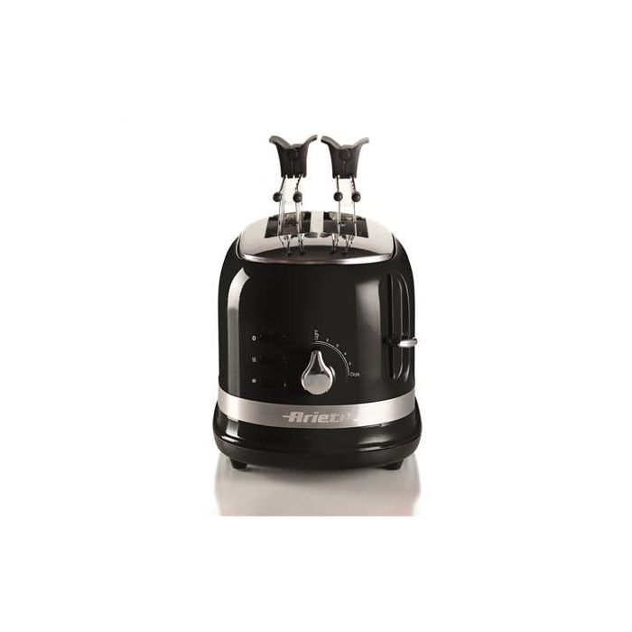 Ariete 149/02 Tostador Moderna 2 Ranuras Negro con Pinzas y 3 Funciones 4