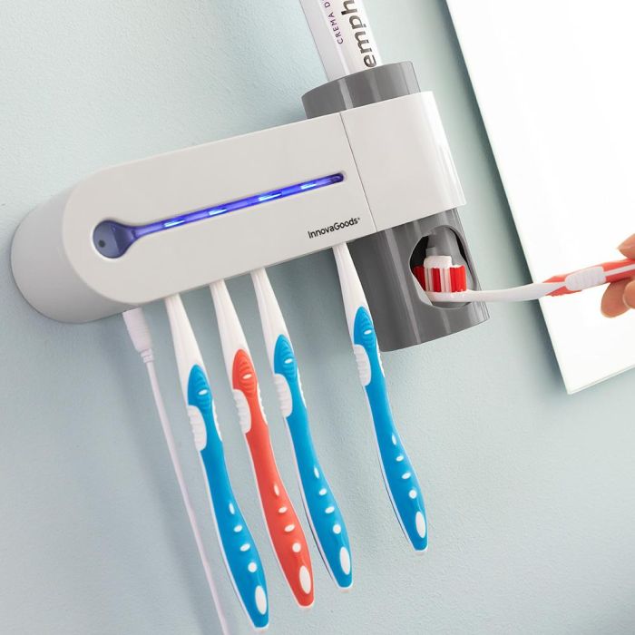 Esterilizador uv de cepillos dentales con soporte y dispensador de dentífrico 6 Esterilizador uv de cepillos dentales con soporte y dispensador de dentífrico 6