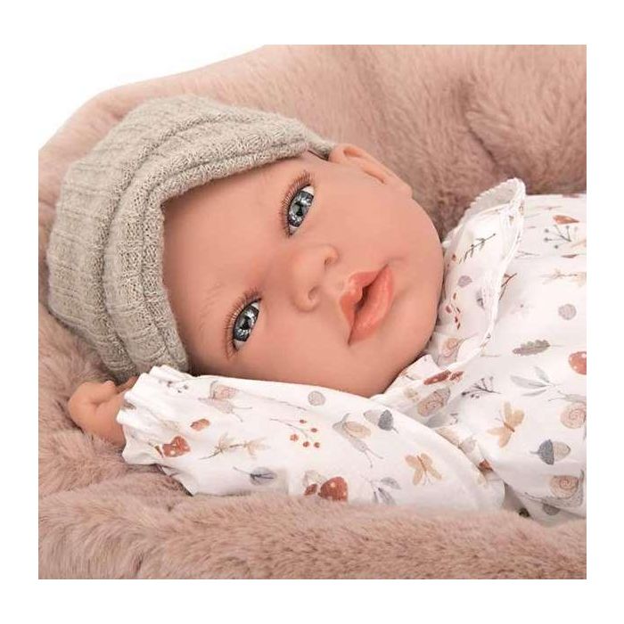 Muñeca elegance andie gris con cojin lactancia, incluye chupete (muñeco de peso)40 cm 15
