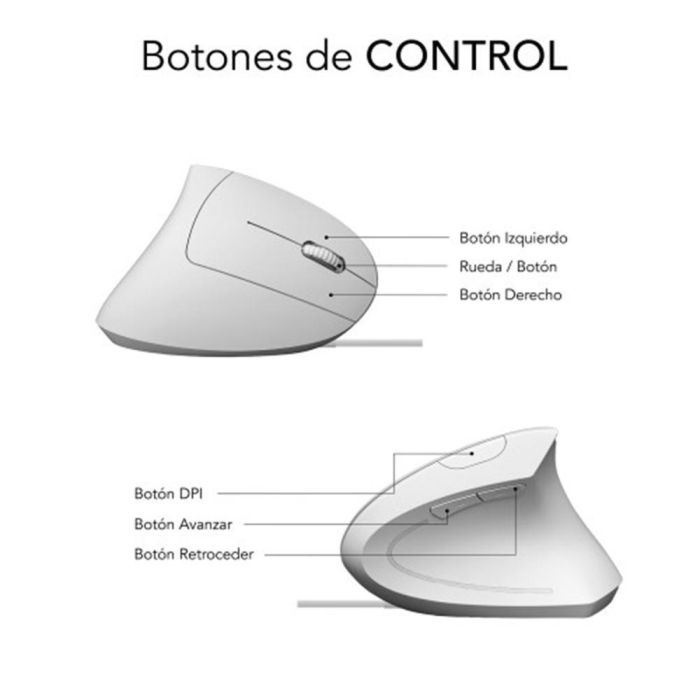 Ratón Ergonómico Subblim Glide Vertical Ergo Wired/ Hasta 1600 DPI/ Blanco 1 Ratón Ergonómico Subblim Glide Vertical Ergo Wired/ Hasta 1600 DPI/ Blanco 1