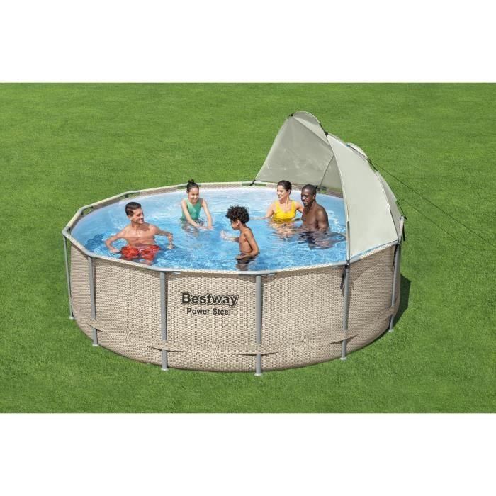 BESTWAY - Toldo de piscina redondo - Diámetro entre 305 cm y 549 cm - Gris 1 BESTWAY - Toldo de piscina redondo - Diámetro entre 305 cm y 549 cm - Gris 1