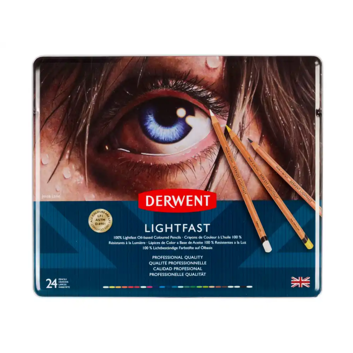Derwent Lapices Colores Lightfast Resistente a la Luz Caja Metalica 24 Colores Surtidos 2