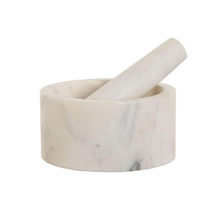 DKD Home Decor Mortero Urban de Mármol Blanco 12.5 x 12.5 x 6.5 cm 1