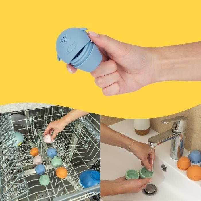 Badabulle BAD3661276189263 Juego de 4 Aspersores de Baño, Juguetes de Baño de Silicona Suave, Abiertos para Lavar 3 Badabulle BAD3661276189263 Juego de 4 Aspersores de Baño, Juguetes de Baño de Silicona Suave, Abiertos para Lavar 3