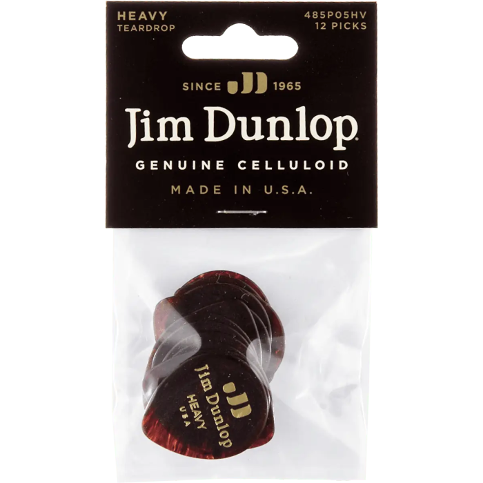 DUNLOP Pack 12 Púas Genuine Celluloid Teardrop Shell - Heavy 3