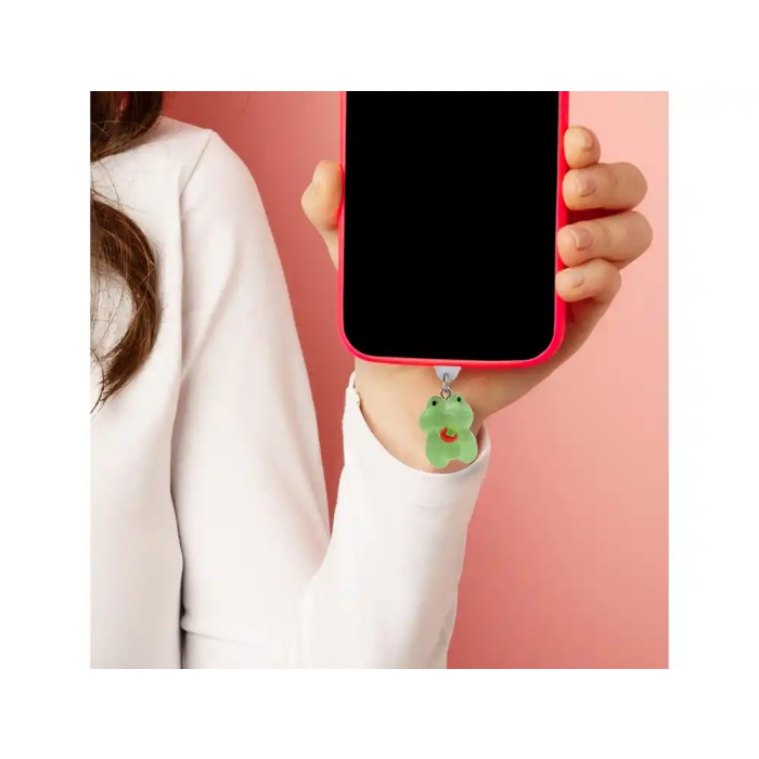 Wondee Mobile Charm Funny Frog Fresa Relámpago - Protector Decorativo para Puertos Type-C/Lightning, 25x10x20 mm