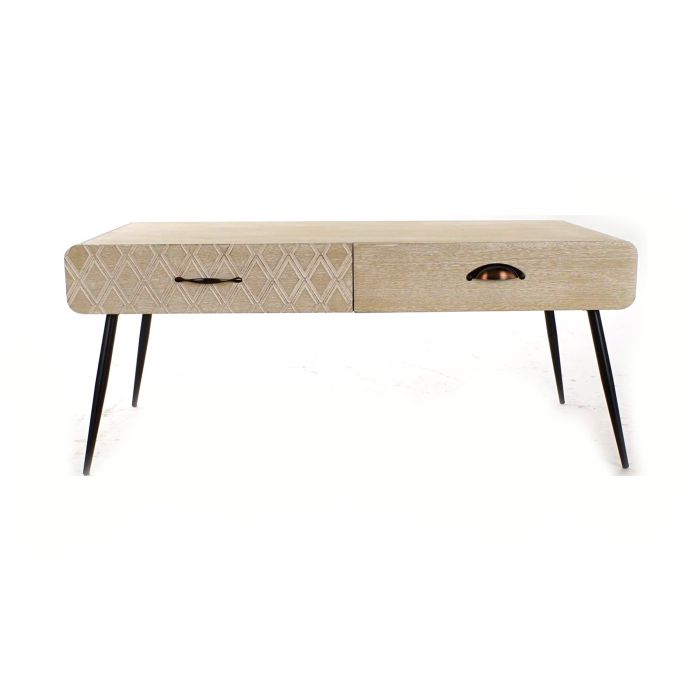 Mesa de Centro DKD Home Decor Negro Multicolor Cobre Natural Metal Madera de Paulonia Madera MDF 100 x 52 x 42,5 cm 100 x 52 x 7 4