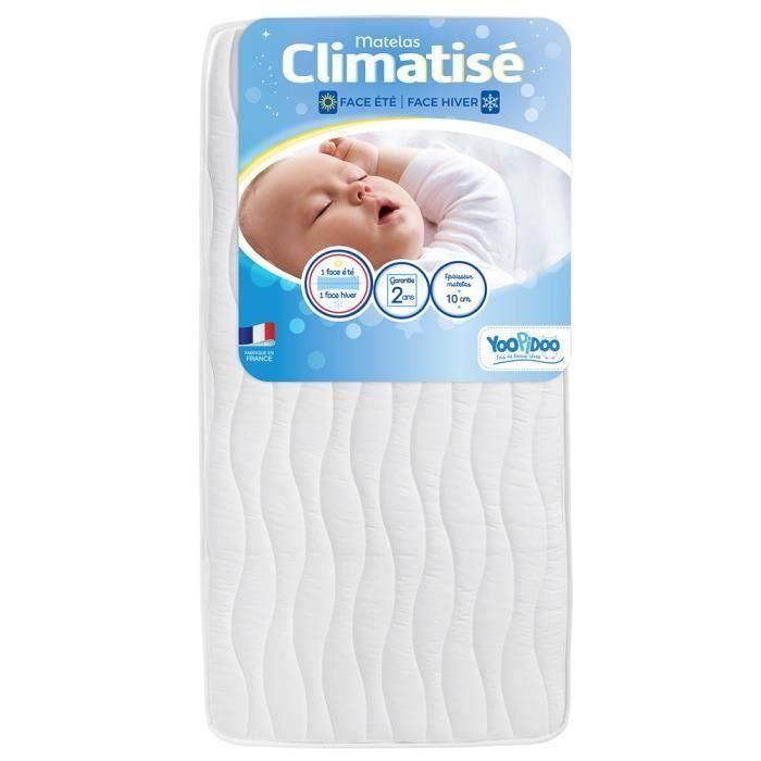 Yoopidoo - Colchón para bebé climatizado - 60x120 cm - 1 cara fresca de verano / 1 cara acolchada de invierno - Sin tratamiento químico 1 Yoopidoo - Colchón para bebé climatizado - 60x120 cm - 1 cara fresca de verano / 1 cara acolchada de invierno - Sin tratamiento químico 1