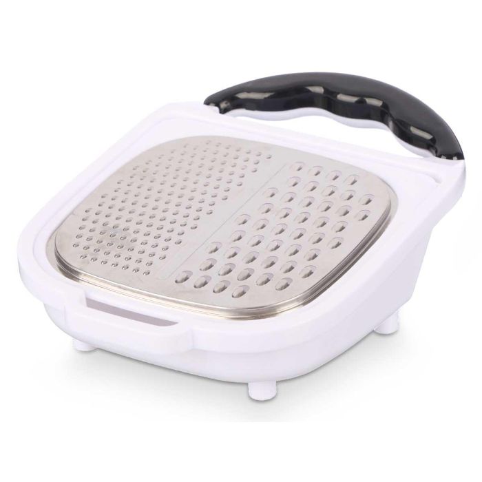 Kinvara Rallador con Asa y Depósito, 19x9x26.5 cm, Acero Inoxidable y PP, Blanco/Negro (Set de 12) 1