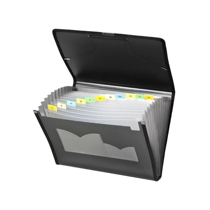 Carchivo Clasificador Acordeón Folio 13 Departamentos PP Rígido Acanalado Negro