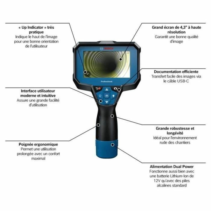 Bosch Professional 0601241500 Cámara de Inspección GIC 12V-4-23 C Alimentada por Batería 4