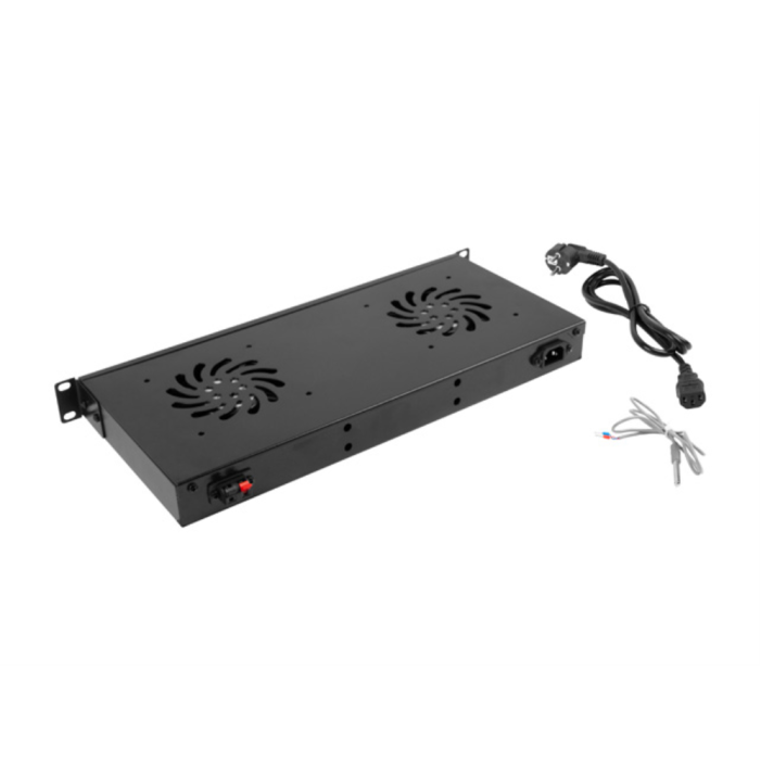 Lanberg Panel de Ventilación 1U 19" con LCD y 2 Ventiladores con Termostato Color Negro