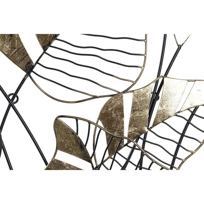 DKD Home Decor Panel Decorativo de Pared Glam de Metal con Diseño de Hojas Dorado y Negro 77 x 103 x 2,5 cm 1