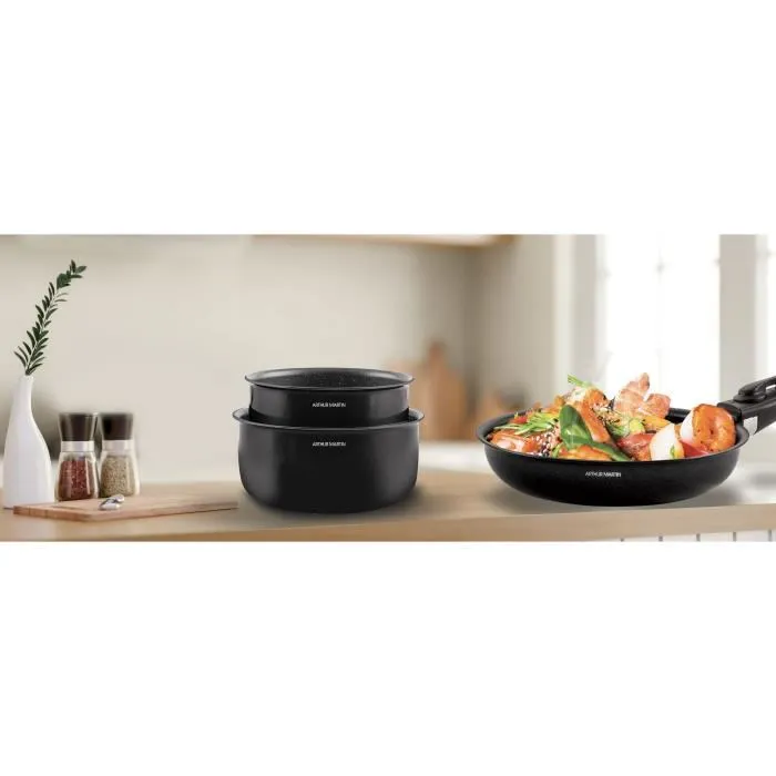 Arthur Martin AM558 Batería de Cocina de Inducción, 20 Piezas de Aluminio con Mango Extraíble para Todo Tipo de Fuegos, Incluida Inducción 4