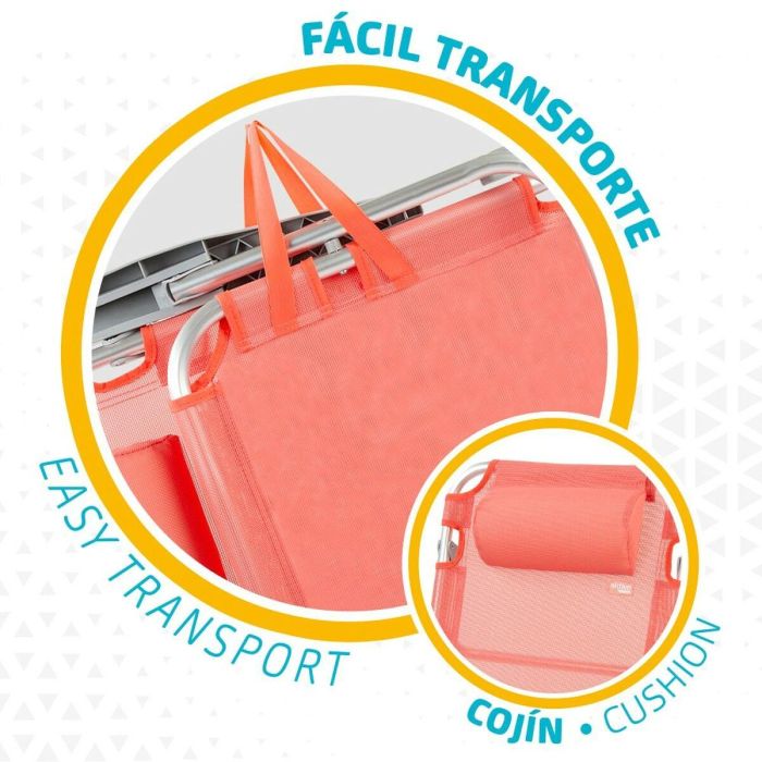 Silla Plegable con Reposacabezas Aktive Flamingo Coral 48 x 84 x 46 cm (2 Unidades) 1 Silla Plegable con Reposacabezas Aktive Flamingo Coral 48 x 84 x 46 cm (2 Unidades) 1
