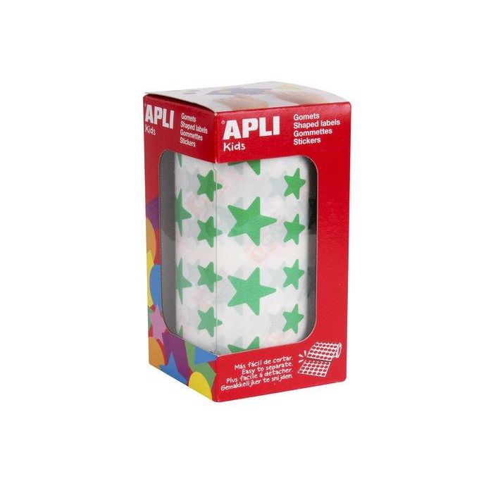 Gomets Apli Rollo 59H Estrella 5 Puntas Surt.(Gde.Y Peq.) Verde 2.360 Uds. (04890)