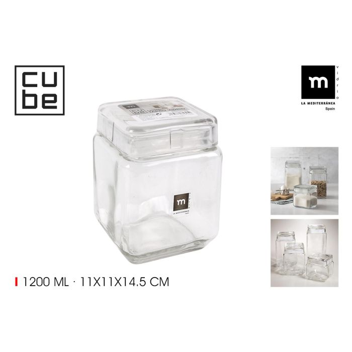 La Mediterranea Tarro de Vidrio Cube 1200 ml (12 Unidades) La Mediterranea Tarro de Vidrio Cube 1200 ml (12 Unidades)