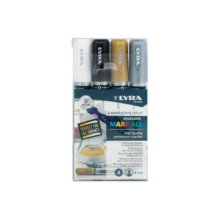Marcador Permanente Lyra Graduate Mark All Conico 2,0 Mm. Surtido Estuche De 4