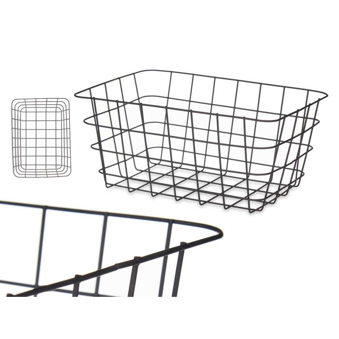 Cesta de Metal Negra Rectangular Kinvara 30x14x22 cm (6 Unidades) Cesta de Metal Negra Rectangular Kinvara 30x14x22 cm (6 Unidades)
