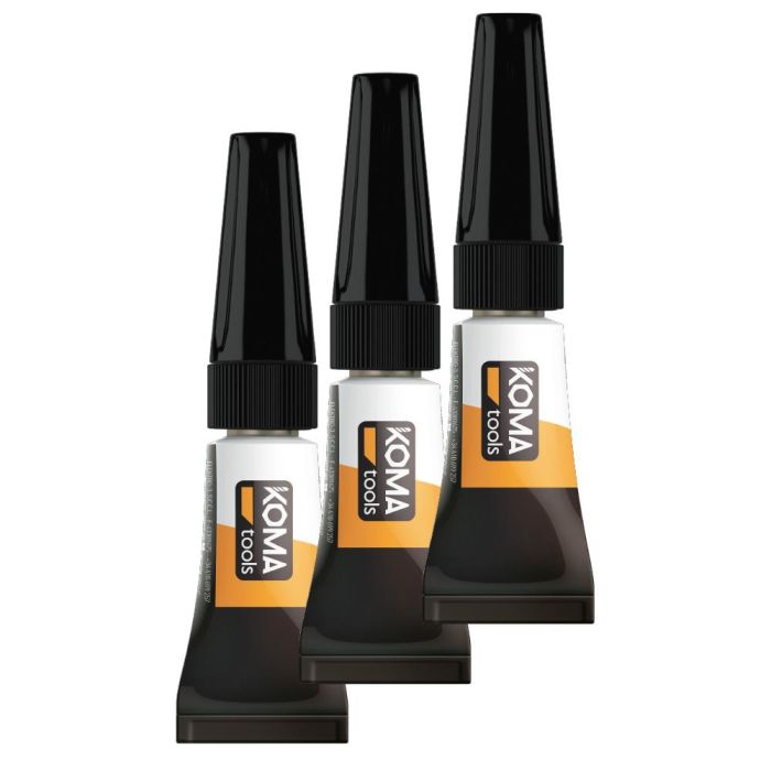 Koma Tools Adhesivo Instantáneo Cianocrilato 3x1g | Pegado Rápido 5 Segundos, Multisuperficies, Resistente al Agua, Bricolaje e Industria 0 Koma Tools Adhesivo Instantáneo Cianocrilato 3x1g | Pegado Rápido 5 Segundos, Multisuperficies, Resistente al Agua, Bricolaje e Industria 0