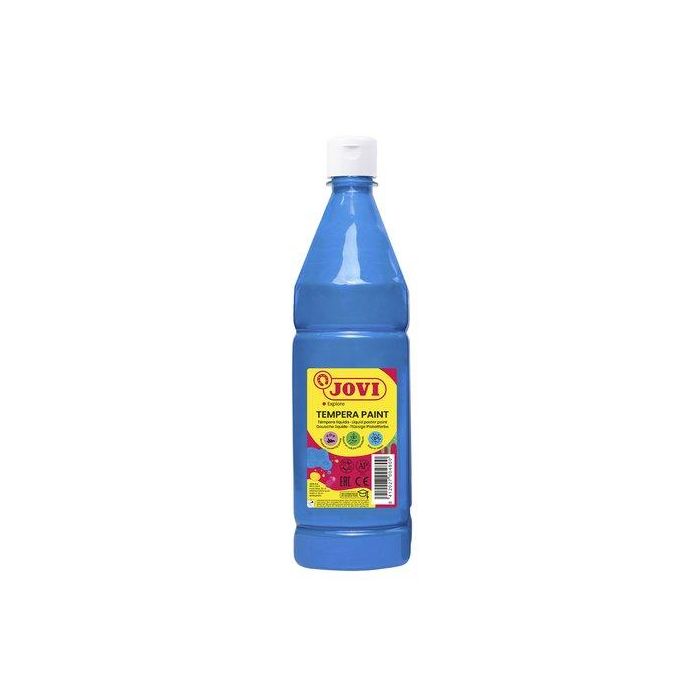 Jovi Témpera Líquida Paint Azul Cyan 1000 mL - Base Agua, Alto Poder Cubriente, Secado Rápido, Colores Intensos