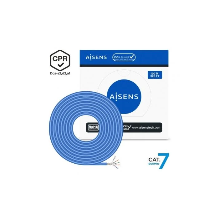 Cable de Red Rígido FTP Categoría 7 Aisens AWG23 Azul 100 m 0 Cable de Red Rígido FTP Categoría 7 Aisens AWG23 Azul 100 m 0