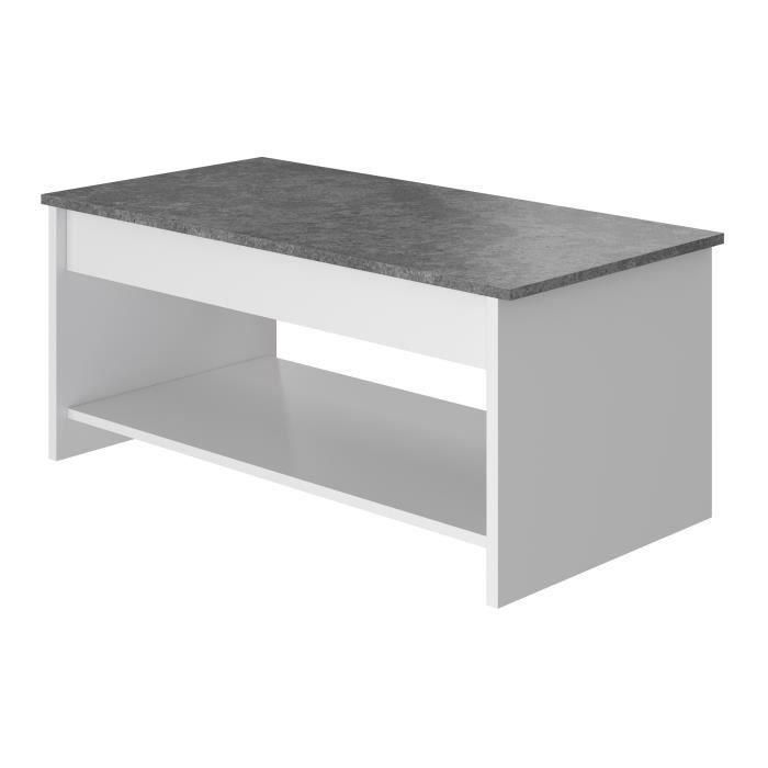 Mesa de centro de elevación FELIZ - Blanco y gris - L 50 cm 2 Mesa de centro de elevación FELIZ - Blanco y gris - L 50 cm 2