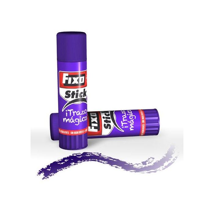 Fixo Pegamento En Barra 20 gr Trazo Mágico Morado - Pega Rápido, Lavable, No Tóxico - Caja Expositora 24Ud
