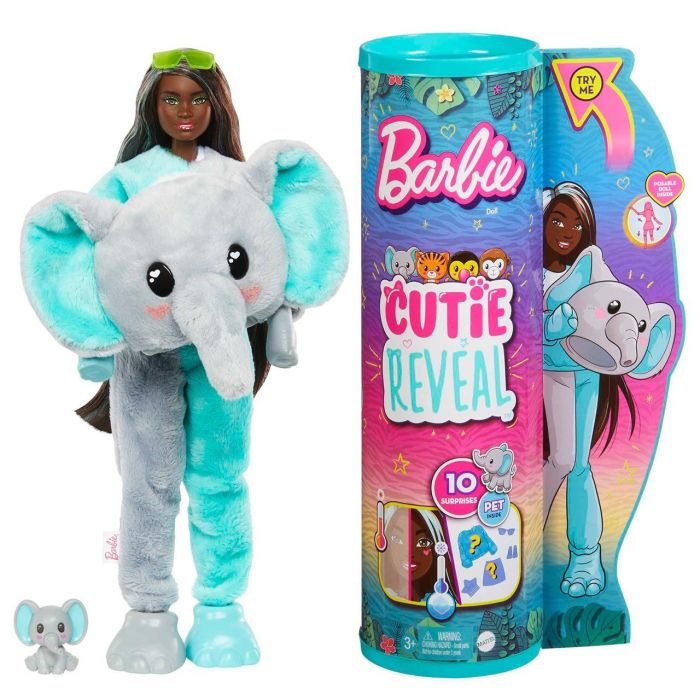 Barbie HKP98 Cutie Reveal Amigos Jungla Muñeca Articulada Elefante con Disfraz Peluche 10 Sorpresas y Cambio de Color 0 Barbie HKP98 Cutie Reveal Amigos Jungla Muñeca Articulada Elefante con Disfraz Peluche 10 Sorpresas y Cambio de Color 0